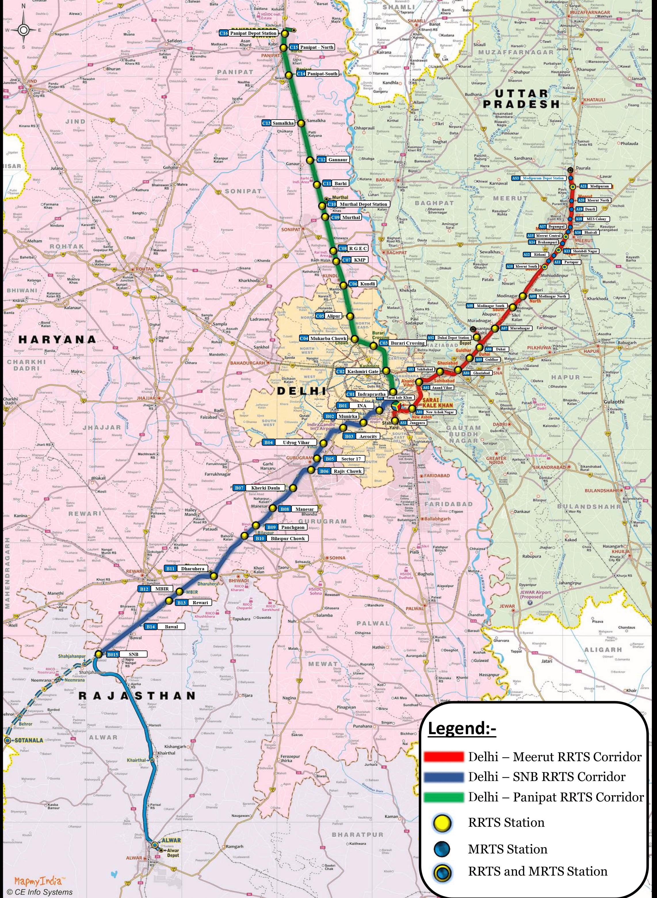 Delhi Meerut RRTS Corridor System-Map