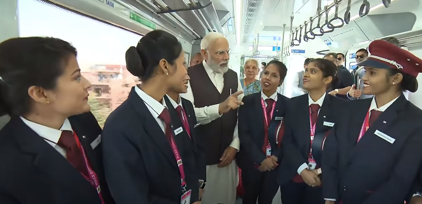 PM Modi's Freewheeling interaction with All-Women Crew of Namo Bharat Train